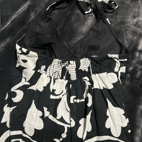 Old Navy Black & White Long Sundress with Liner Tied Behind Neck Size Medium - Picture 3 of 5